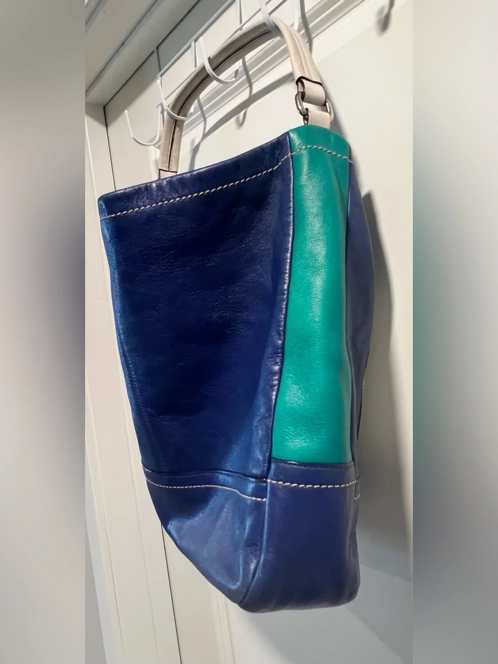 Coach Carrie Color block Leather Shoulder Bag with Matching Crossbody Wallet Set
